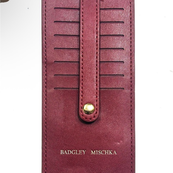 Badgley Mischka Handbags - Badgley Mischka Maroon Leather Card Holder, New